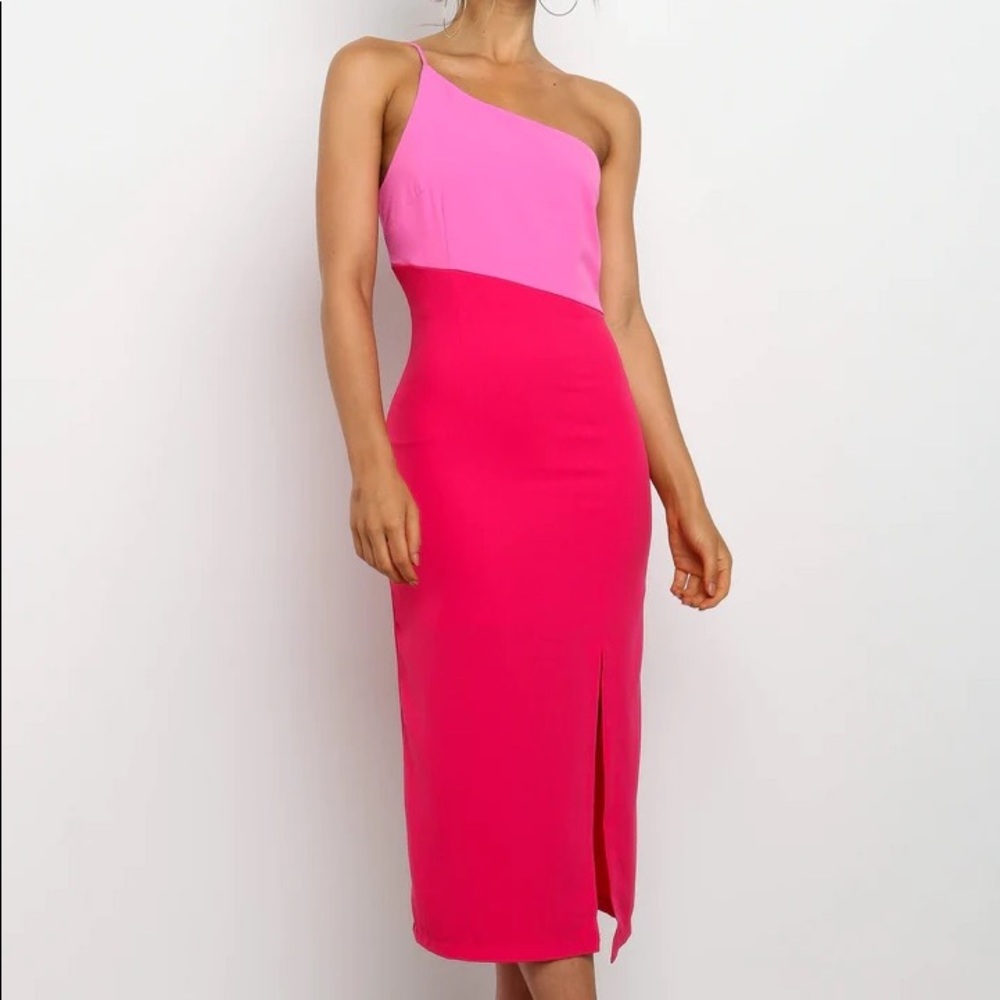 NWT Petal and Pup Pink Color-block Midi Dress